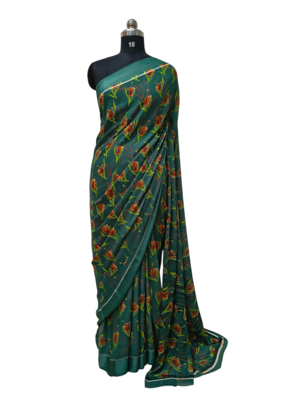 Latest  Georgette saree,/Georgette saree in Super    Fine 56*678Fabric Quality With Attached Blouse    Piece for Woman