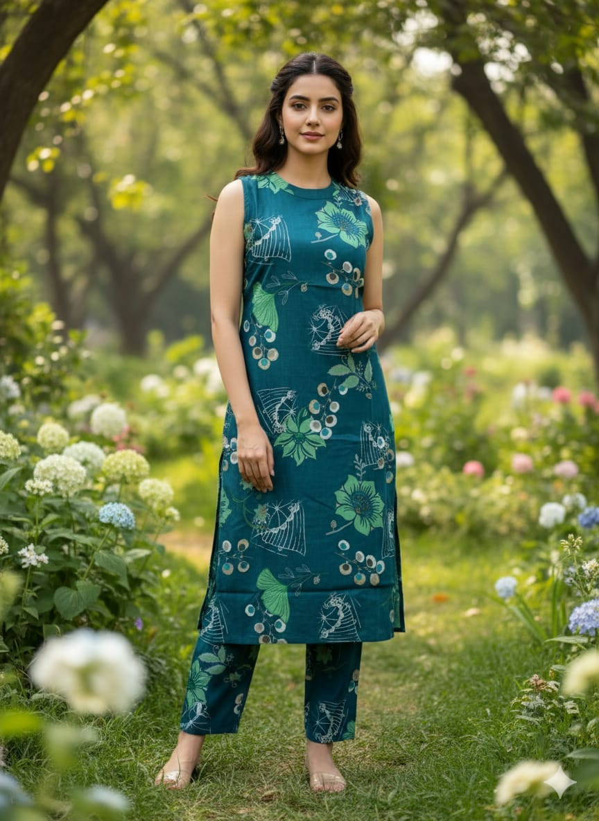 Co- ord set  Silk and Cotton Mix Kurtha and Palazzo Set